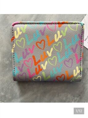 Betsey Johnson  LBMONEY  GREY MULTI  Luv Betsey Wallet   Multi bright colors NWT